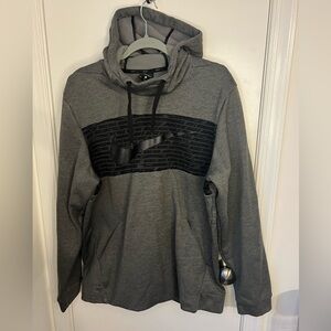 Nike Gray Hoodie with Black Logo Fleece Lined Size L